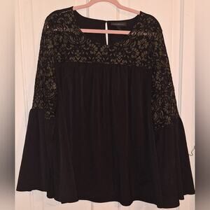 Lane Bryant Size 20 Bell Sleeve Lace Green  Black Dark Fairycore Witchy Goth